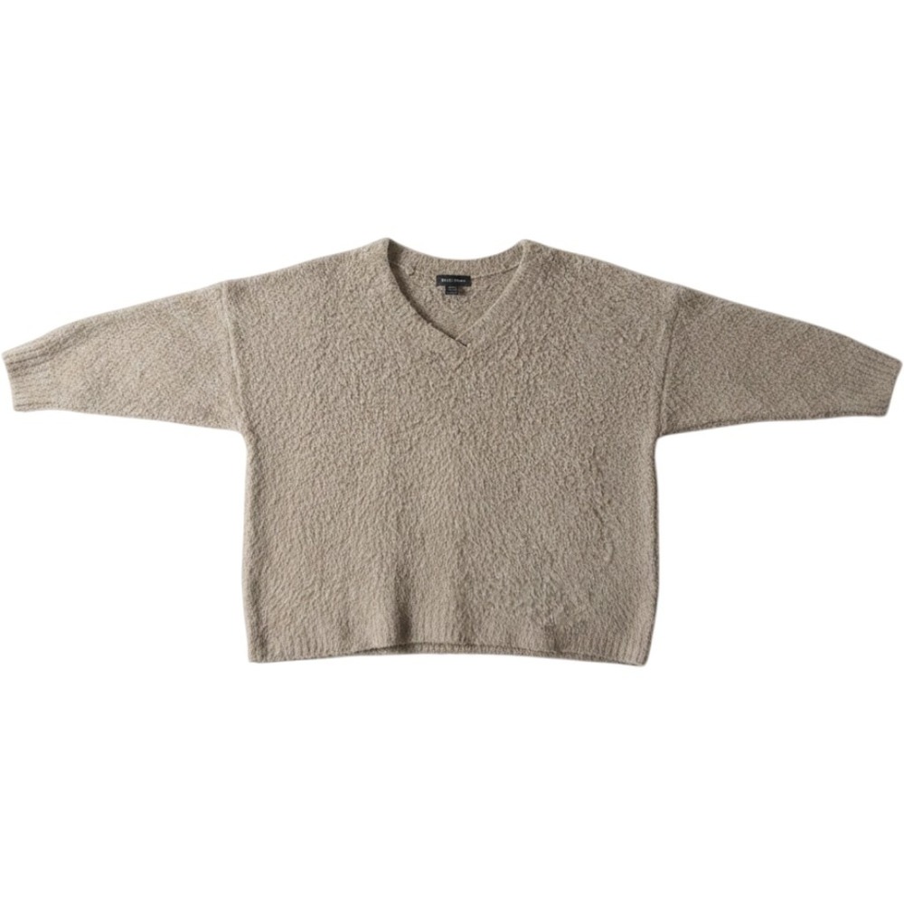 Anthropologie V-Neck Boucle Sweater XL Taupe Merino Wool Alpaca Blend